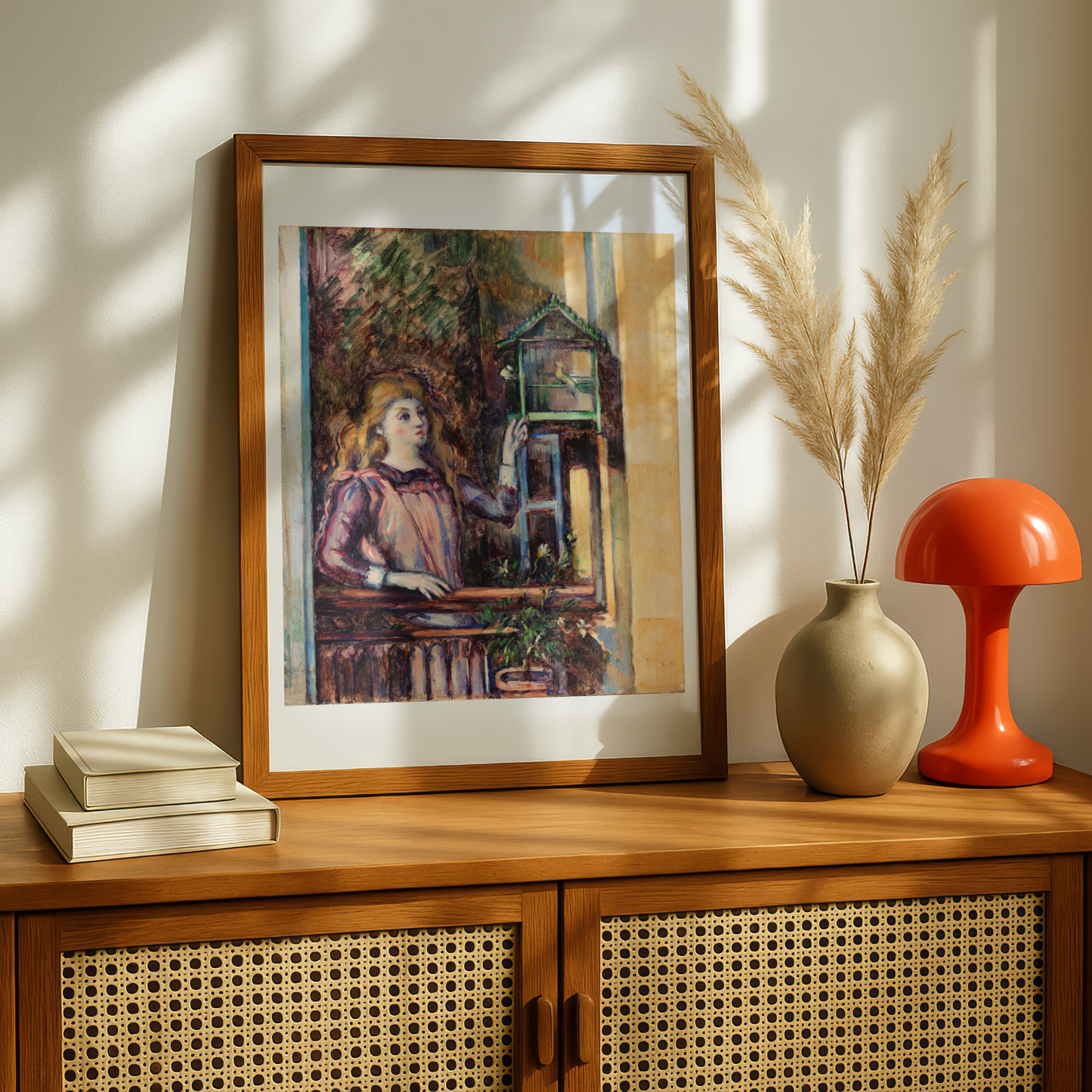 Girl with Birdcage by Paul Cezanne Print | Premium Giclee Art Print | Post-Impressionist Wall Art | Museum Quality Reproduction | Fine Art Print