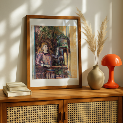 Girl with Birdcage by Paul Cezanne Print | Premium Giclee Art Print | Post-Impressionist Wall Art | Museum Quality Reproduction | Fine Art Print