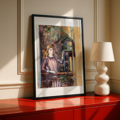 Girl with Birdcage by Paul Cezanne Print | Premium Giclee Art Print | Post-Impressionist Wall Art | Museum Quality Reproduction | Fine Art Print