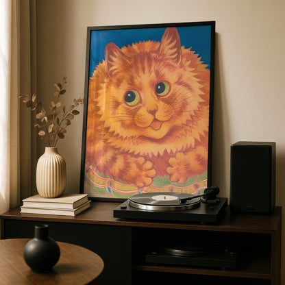 Louis Wain: Happy Orange Cat Fine Art Print | Archival Quality Printing