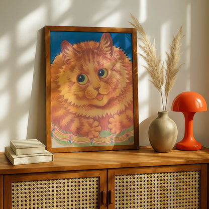 Louis Wain: Happy Orange Cat Fine Art Print | Archival Quality Printing