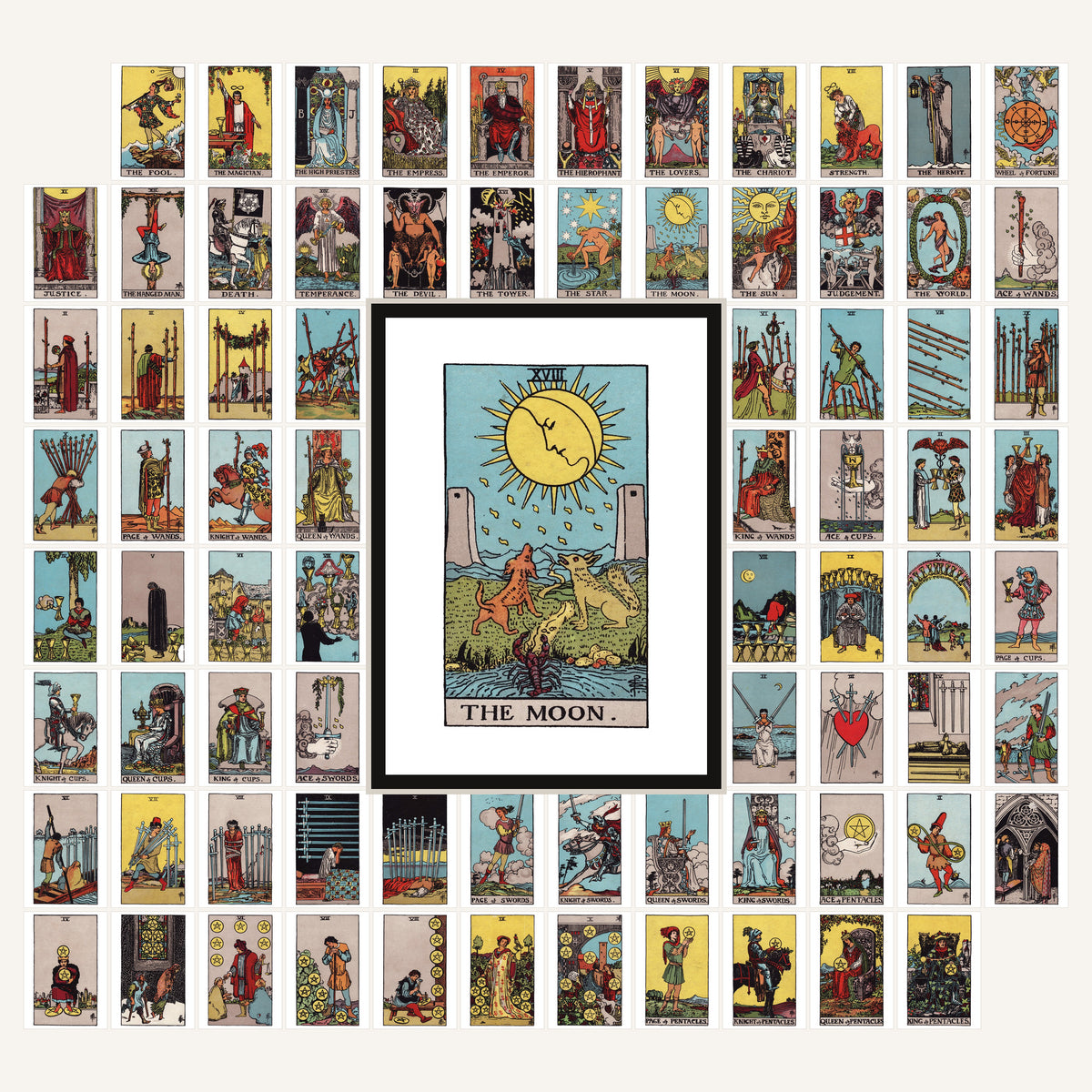 Complete Set of 78 Rider-Waite-Smith Tarot Card Deck Giclée Fine Art Prints
