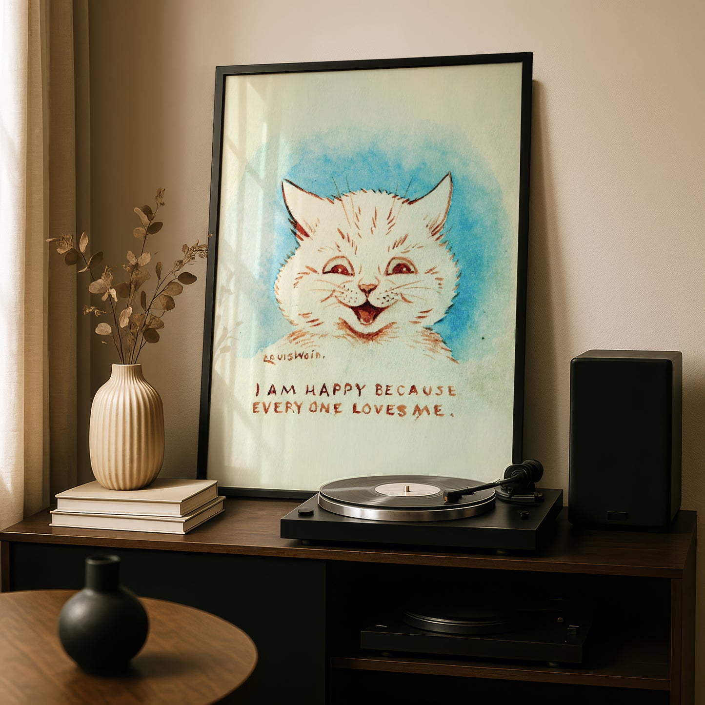 Louis Wain: I Am Happy Because Everyone Loves Me Cat Painting | Giclée Art Print | Archival Quality Printing