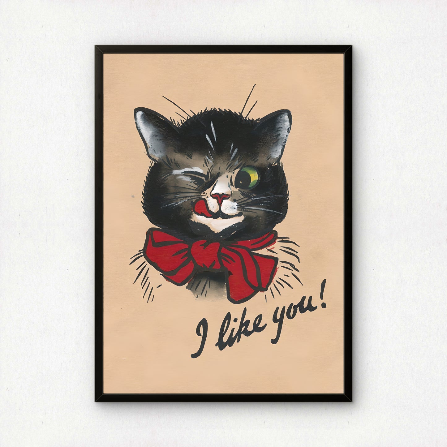 Louis Wain: I Like You! Fun Cat Picture | Giclée Art Print | Archival Quality Printing