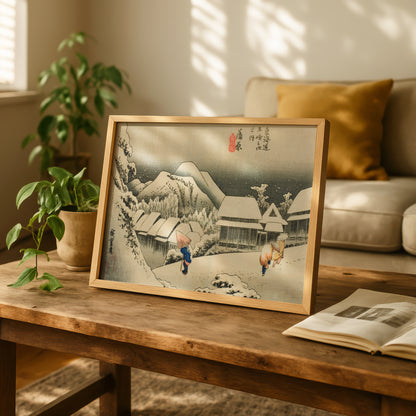 Night Snow at Kanbara by Utagawa Hiroshige | Premium Art Print