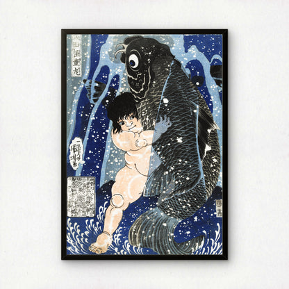 Kintaro Wrestling with Carp by Utagawa Kuniyoshi | Premium Art Print