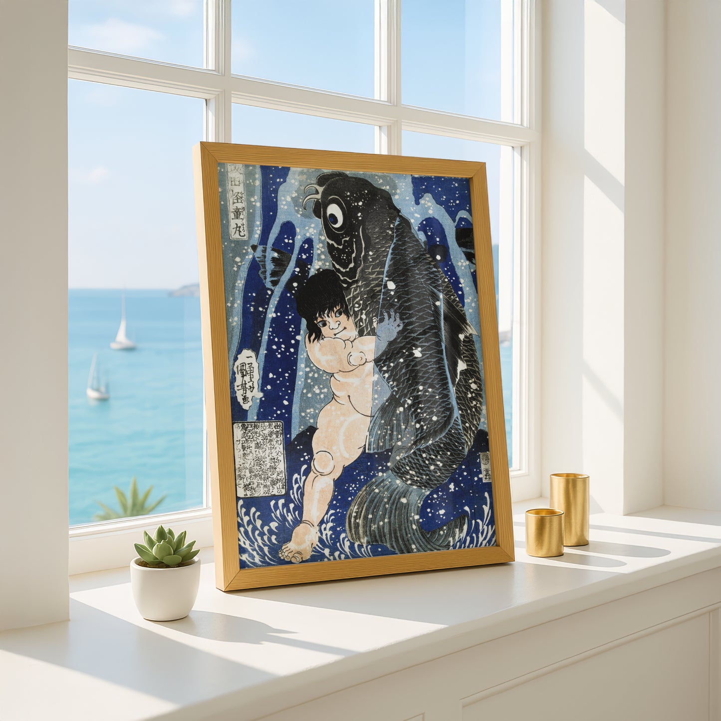 Kintaro Wrestling with Carp by Utagawa Kuniyoshi | Premium Art Print