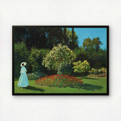 Monet Lady in the Garden Art Print | Giclee Fine Art Reproduction | Impressionist Wall Decor