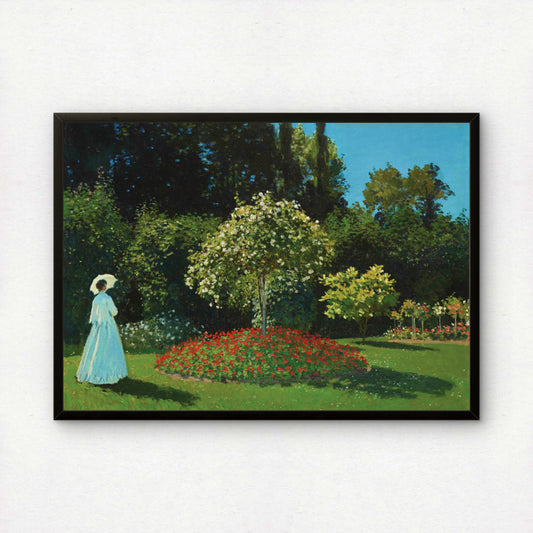 Monet Lady in the Garden Art Print | Giclee Fine Art Reproduction | Impressionist Wall Decor