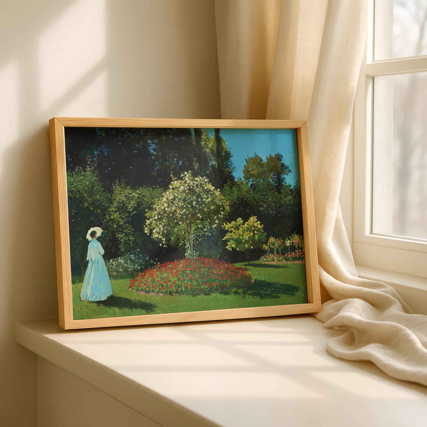 Monet Lady in the Garden Art Print | Giclee Fine Art Reproduction | Impressionist Wall Decor