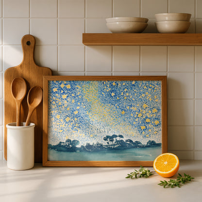 Landscape with Stars by Henri-Edmond Cross Art Print | Pointillism Giclee Reproduction | French Neo-Impressionist Wall Decor