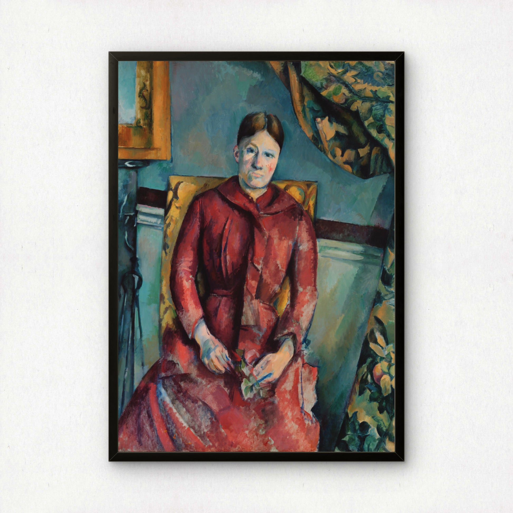 madame cezanne in a red dress Paul Cezanne