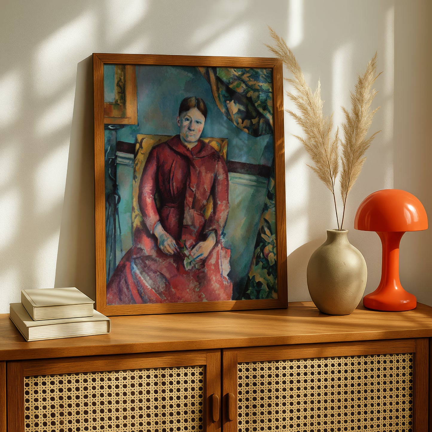 Madame Cezanne in a Red Dress by Paul Cezanne Print | Premium Giclee Art Print | Post-Impressionist Wall Art | Museum Quality Reproduction | Fine Art Print