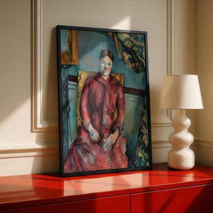 Madame Cezanne in a Red Dress by Paul Cezanne Print | Premium Giclee Art Print | Post-Impressionist Wall Art | Museum Quality Reproduction | Fine Art Print