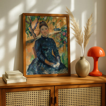 Madame Cezanne in the Conservatory by Paul Cezanne Print | Premium Giclee Art Print | Post-Impressionist Wall Art | Museum Quality Reproduction | Fine Art Print