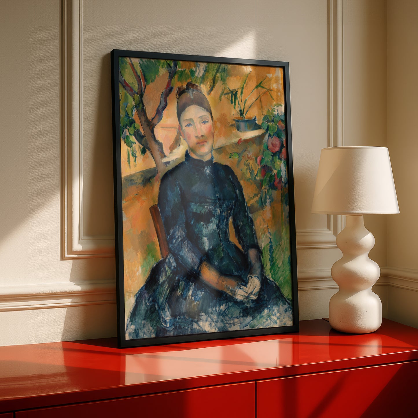 Madame Cezanne in the Conservatory by Paul Cezanne Print | Premium Giclee Art Print | Post-Impressionist Wall Art | Museum Quality Reproduction | Fine Art Print
