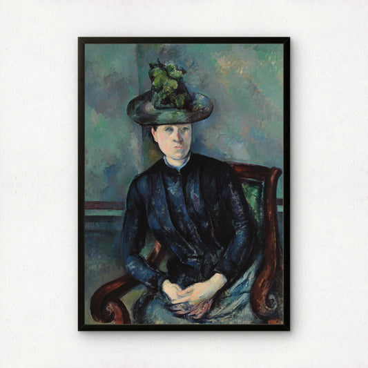 Madame Cezanne with Green Hat by Paul Cezanne Print | Premium Giclee Art Print | Post-Impressionist Wall Art | Museum Quality Reproduction | Fine Art Print
