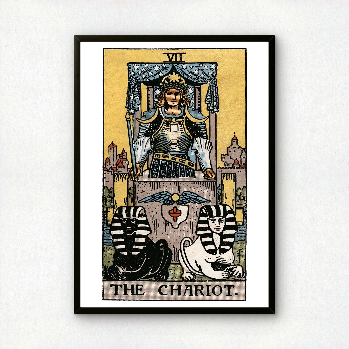 The Chariot Tarot Card Print | Rider-Waite-Smith Vintage Tarot Deck | Wall Art