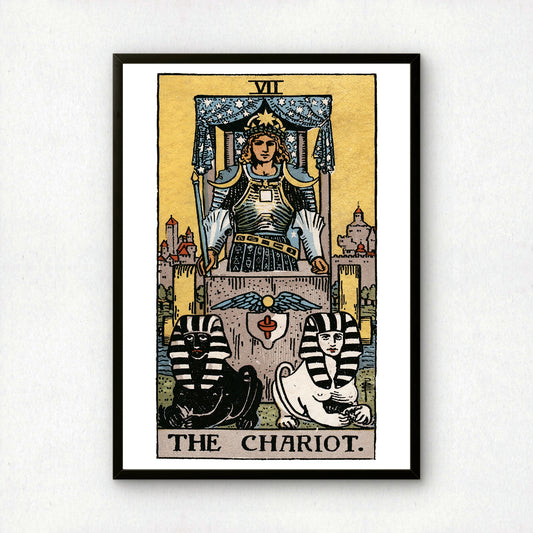 The Chariot Tarot Card Print | Rider-Waite-Smith Vintage Tarot Deck | Wall Art