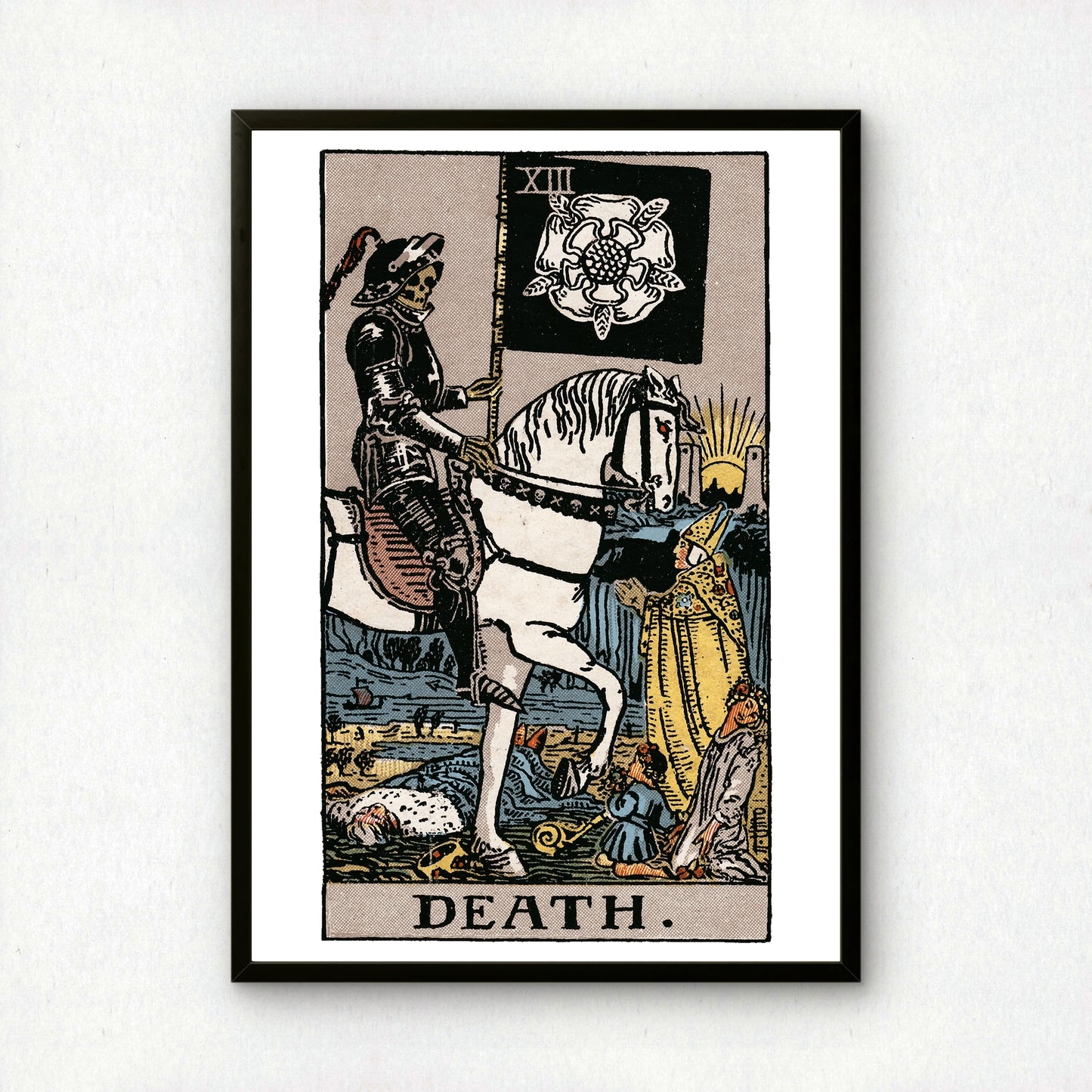 Death Tarot Card Print | Rider-Waite-Smith Vintage Tarot Deck | Wall Art