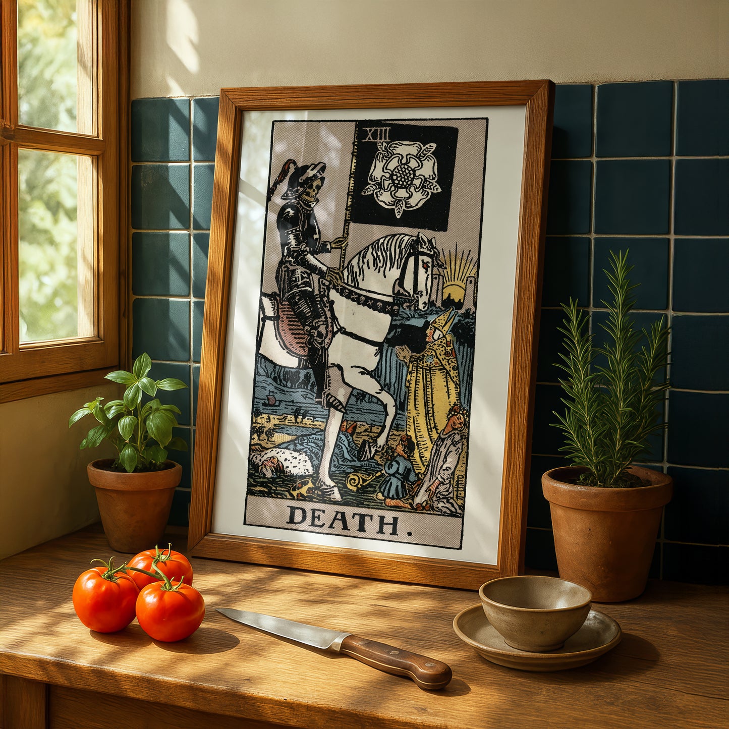 Death Tarot Card Print | Rider-Waite-Smith Vintage Tarot Deck | Wall Art