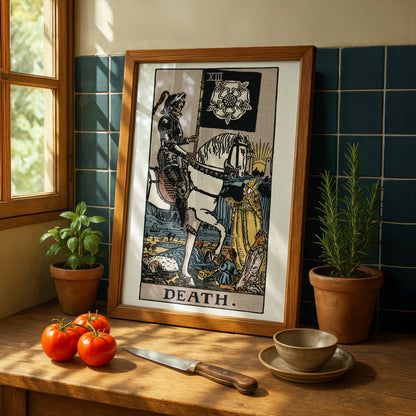Death Tarot Card Print | Rider-Waite-Smith Vintage Tarot Deck | Wall Art