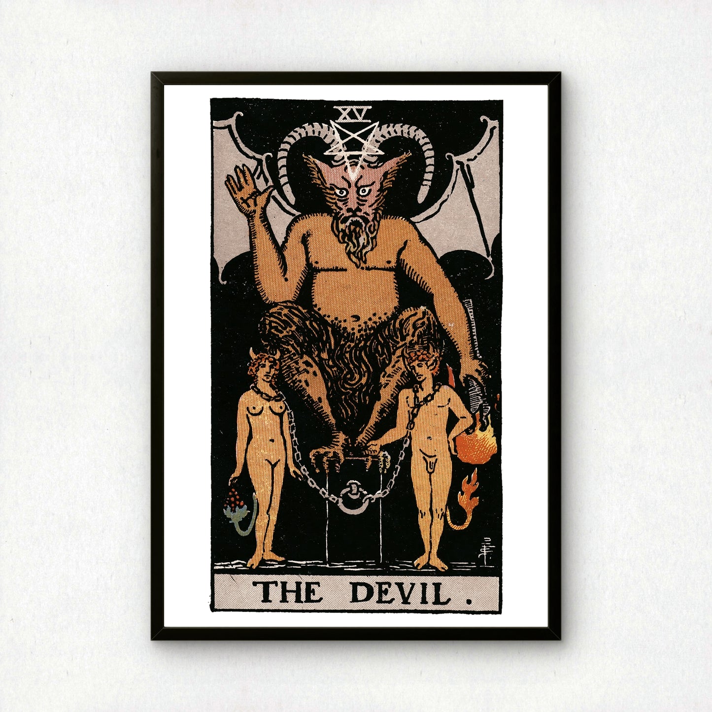 The Devil Tarot Card Print | Rider-Waite-Smith Vintage Tarot Deck | Wall Art