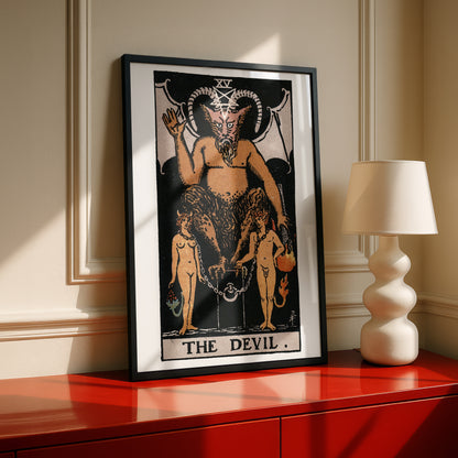 The Devil Tarot Card Print | Rider-Waite-Smith Vintage Tarot Deck | Wall Art