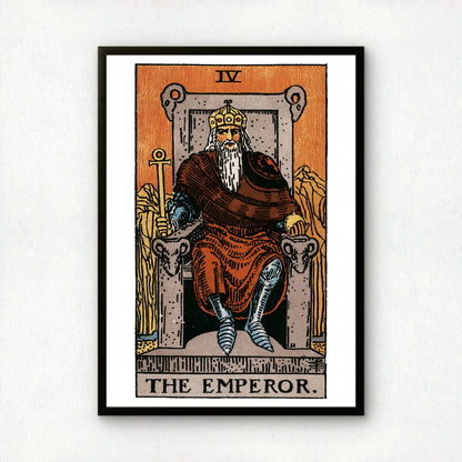 The Emperor Tarot Card Print | Rider-Waite-Smith Vintage Tarot Deck | Wall Art