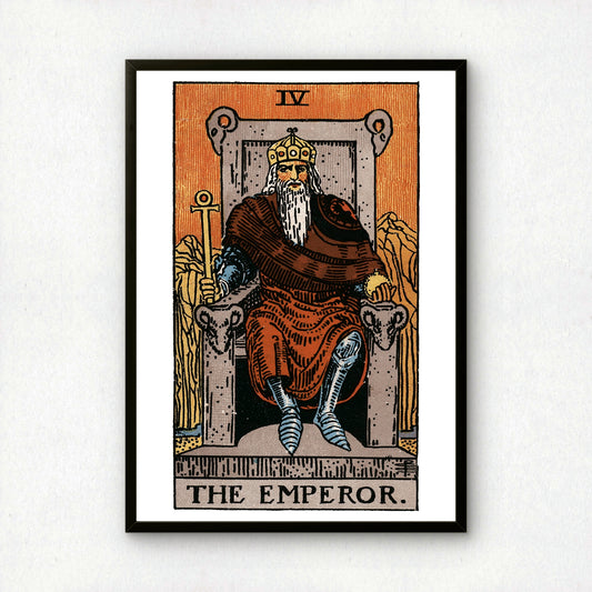 The Emperor Tarot Card Print | Rider-Waite-Smith Vintage Tarot Deck | Wall Art