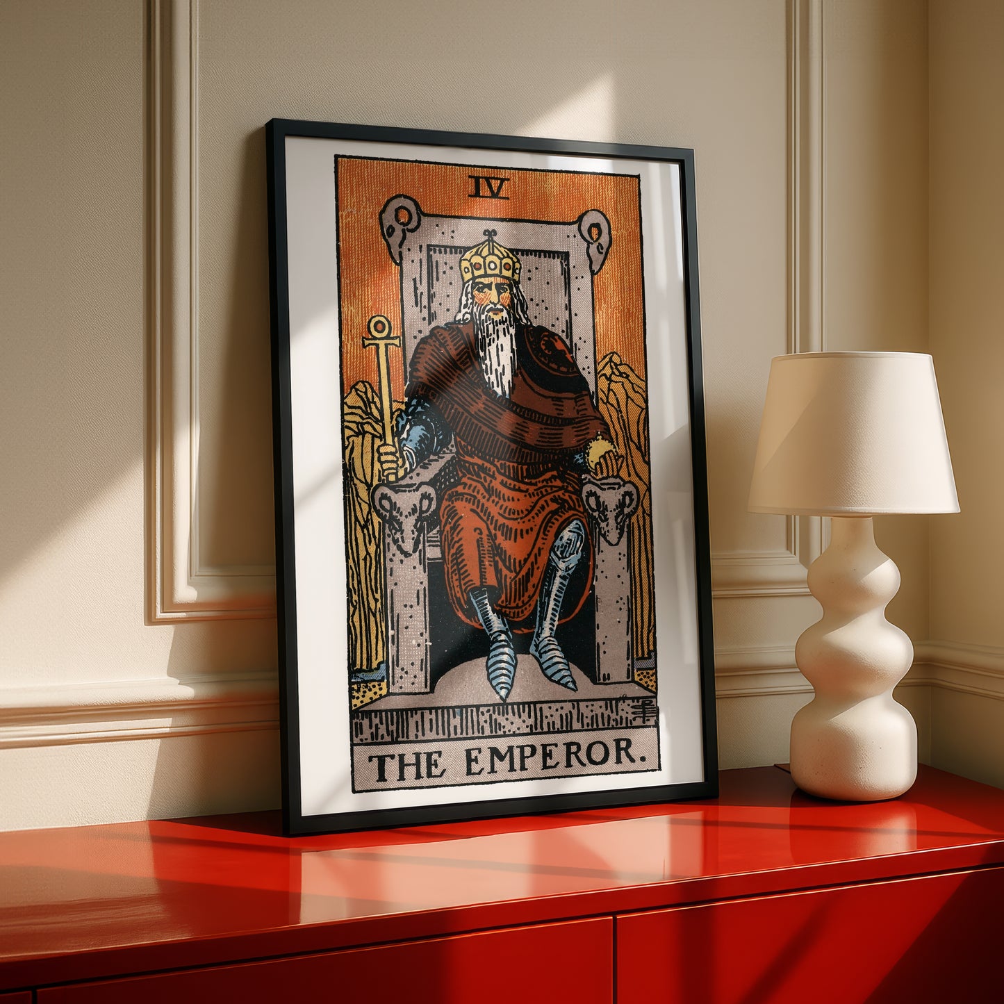 The Emperor Tarot Card Print | Rider-Waite-Smith Vintage Tarot Deck | Wall Art