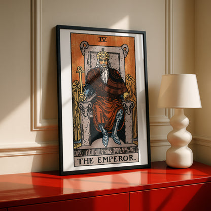 The Emperor Tarot Card Print | Rider-Waite-Smith Vintage Tarot Deck | Wall Art