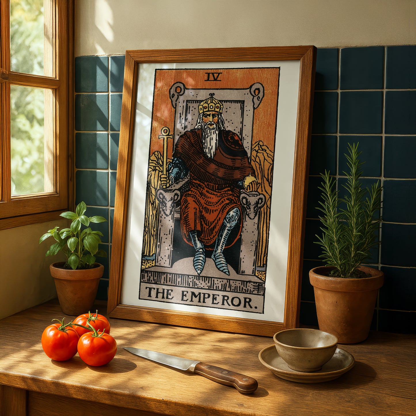 The Emperor Tarot Card Print | Rider-Waite-Smith Vintage Tarot Deck | Wall Art