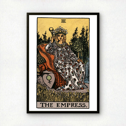The Empress Tarot Card Print | Rider-Waite-Smith Vintage Tarot Deck | Wall Art