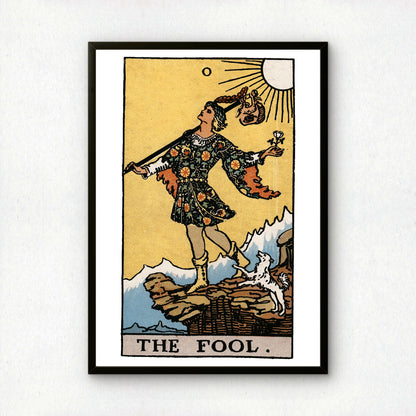 The Fool Tarot Card Print | Rider-Waite-Smith Vintage Tarot Deck | Wall Art