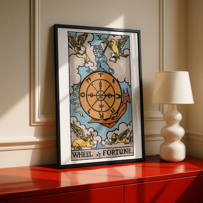 Wheel of Fortune Tarot Card Print | Rider-Waite-Smith Vintage Tarot Deck | Wall Art