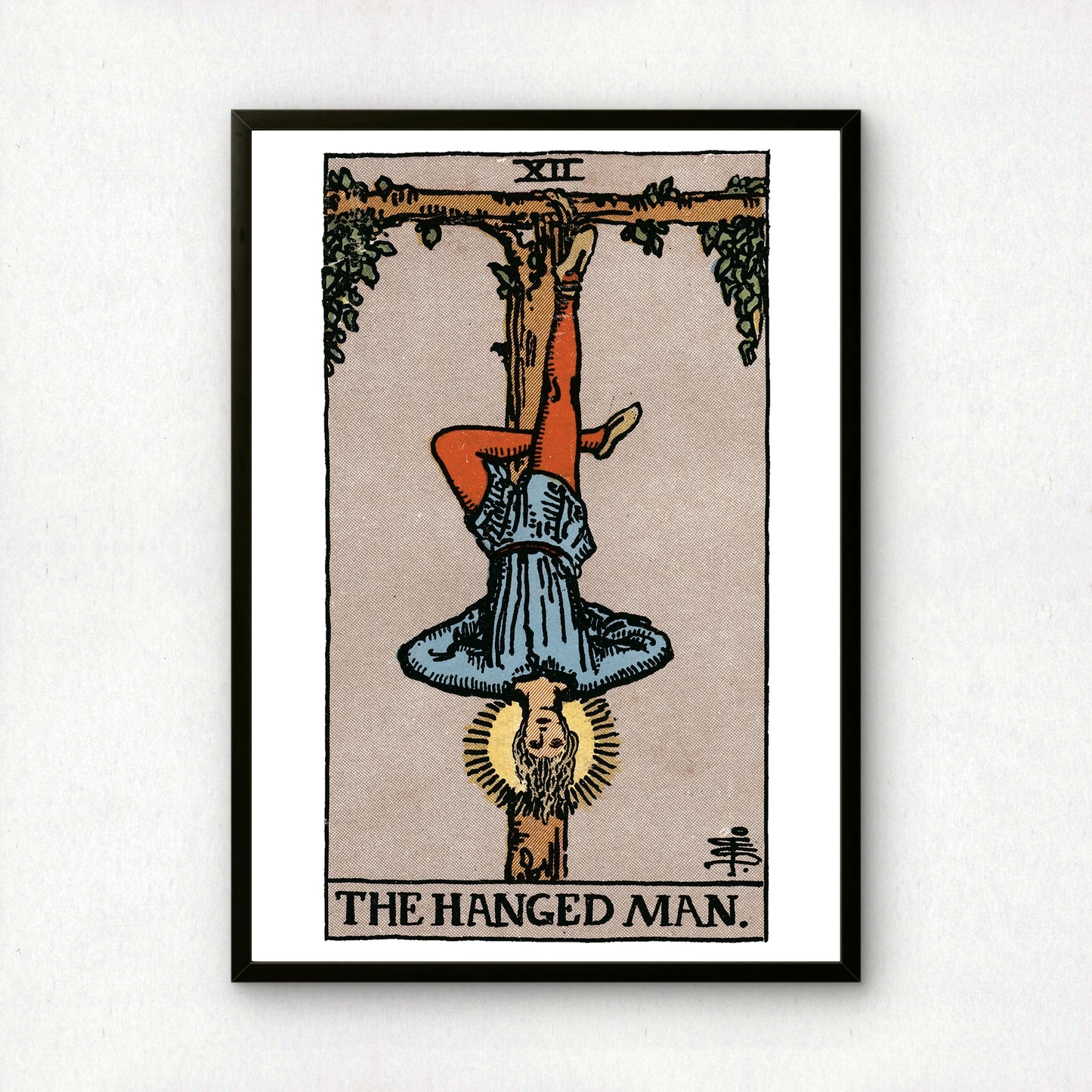 The Hanged Man Tarot Card Print | Rider-Waite-Smith Vintage Tarot Deck | Wall Art