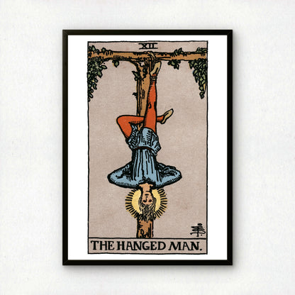 The Hanged Man Tarot Card Print | Rider-Waite-Smith Vintage Tarot Deck | Wall Art