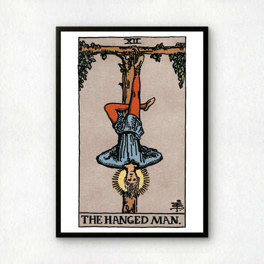 The Hanged Man Tarot Card Print | Rider-Waite-Smith Vintage Tarot Deck | Wall Art