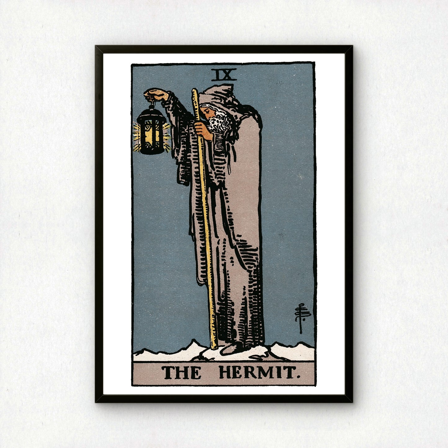 The Hermit Tarot Card Print | Rider-Waite-Smith Vintage Tarot Deck | Wall Art