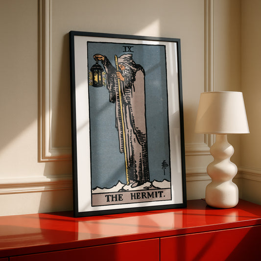 The Hermit Tarot Card Print | Rider-Waite-Smith Vintage Tarot Deck | Wall Art