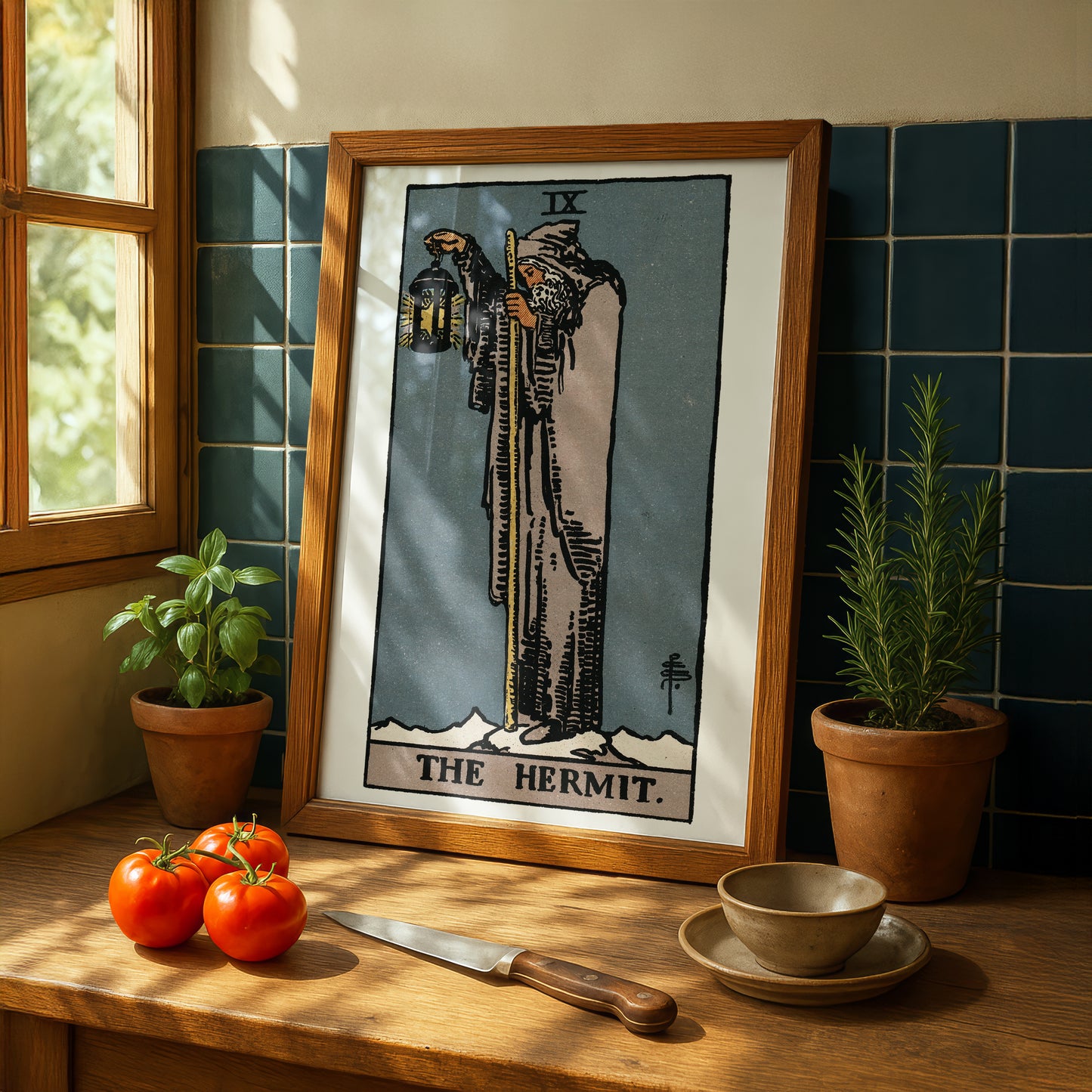 The Hermit Tarot Card Print | Rider-Waite-Smith Vintage Tarot Deck | Wall Art