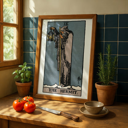 The Hermit Tarot Card Print | Rider-Waite-Smith Vintage Tarot Deck | Wall Art