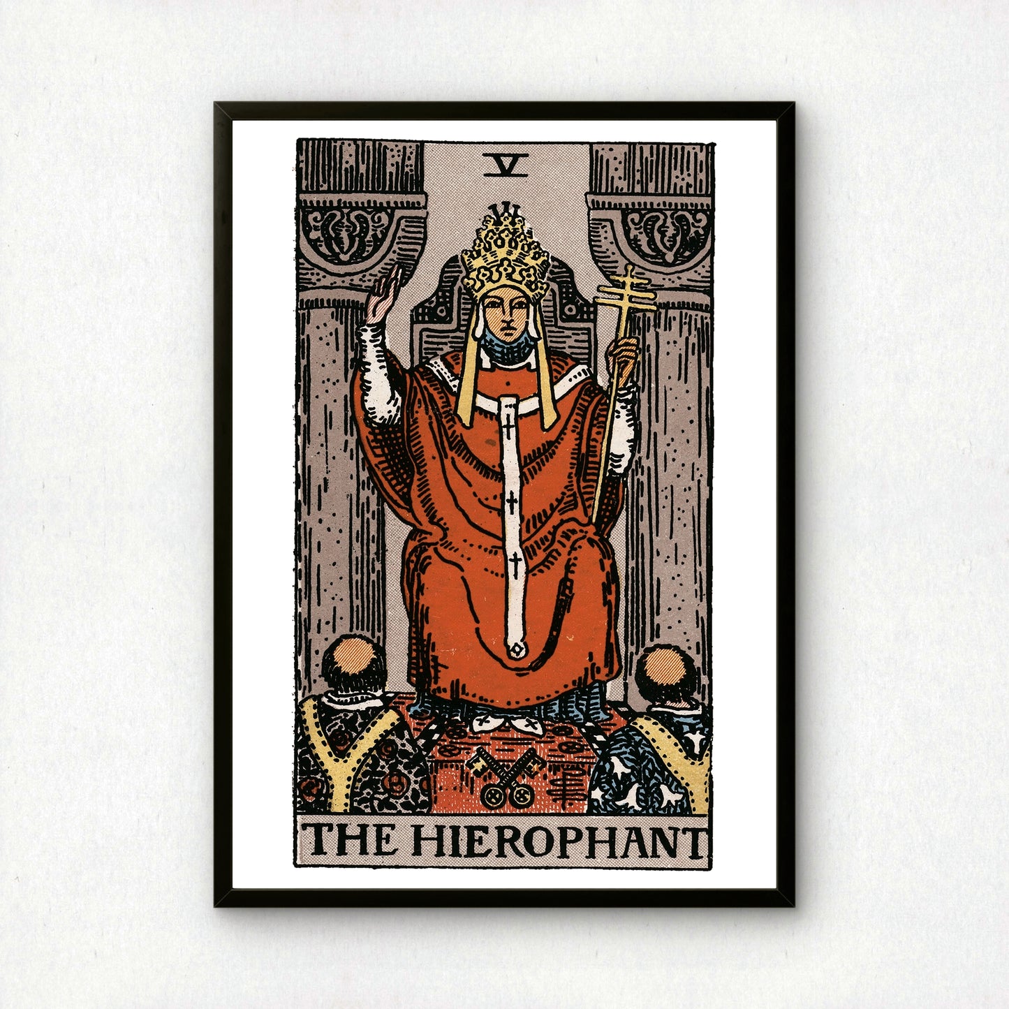 The Hierophant Tarot Card Print | Rider-Waite-Smith Vintage Tarot Deck | Wall Art