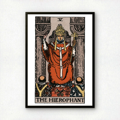 The Hierophant Tarot Card Print | Rider-Waite-Smith Vintage Tarot Deck | Wall Art