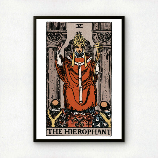 The Hierophant Tarot Card Print | Rider-Waite-Smith Vintage Tarot Deck | Wall Art