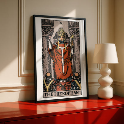 The Hierophant Tarot Card Print | Rider-Waite-Smith Vintage Tarot Deck | Wall Art