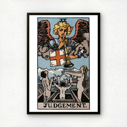 Judgement Tarot Card Print | Rider-Waite-Smith Vintage Tarot Deck | Wall Art