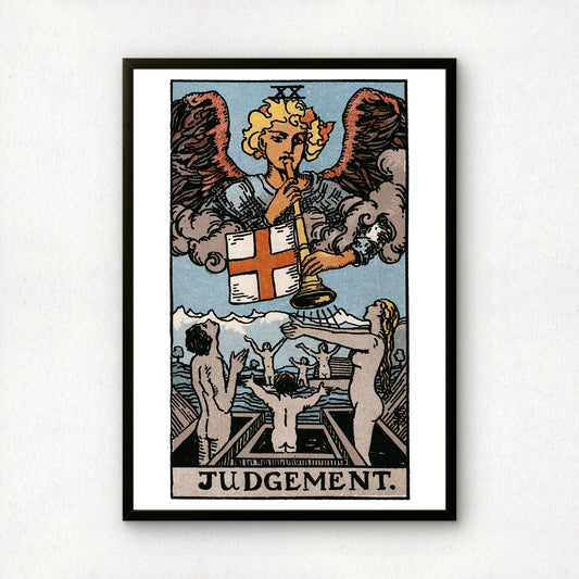 Judgement Tarot Card Print | Rider-Waite-Smith Vintage Tarot Deck | Wall Art