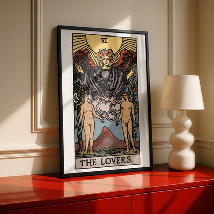 The Lovers Tarot Card Print | Rider-Waite-Smith Vintage Tarot Deck | Wall Art